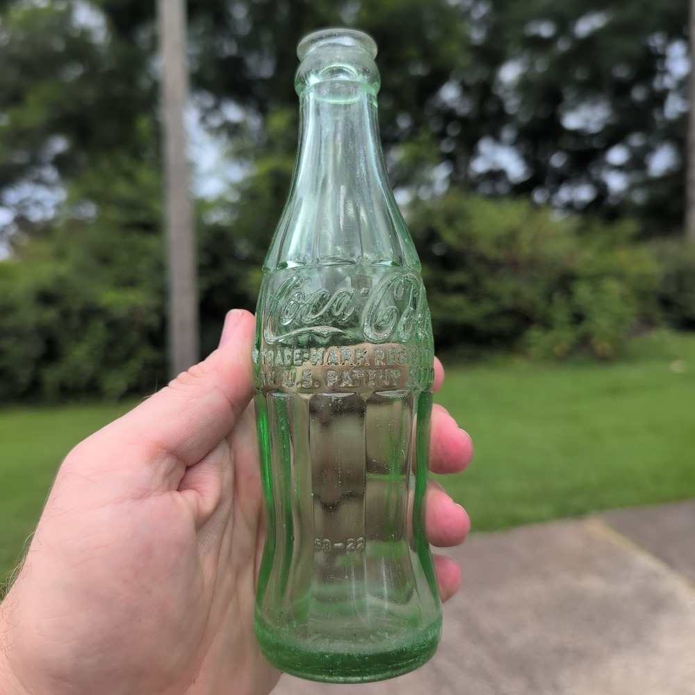 Vintage Coca-Cola Anniston Alabama 1958 Hobbleskirt Green Glass Coke Bottle 6oz - Picture 1 of 3
